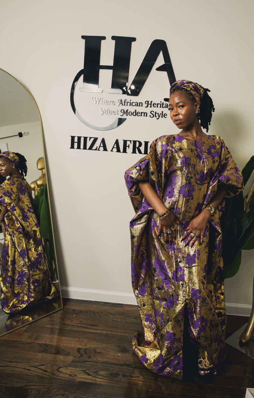 Rich Aunty Bubu In purple and Gold Damask