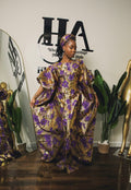 Rich Aunty Bubu In purple and Gold Damask