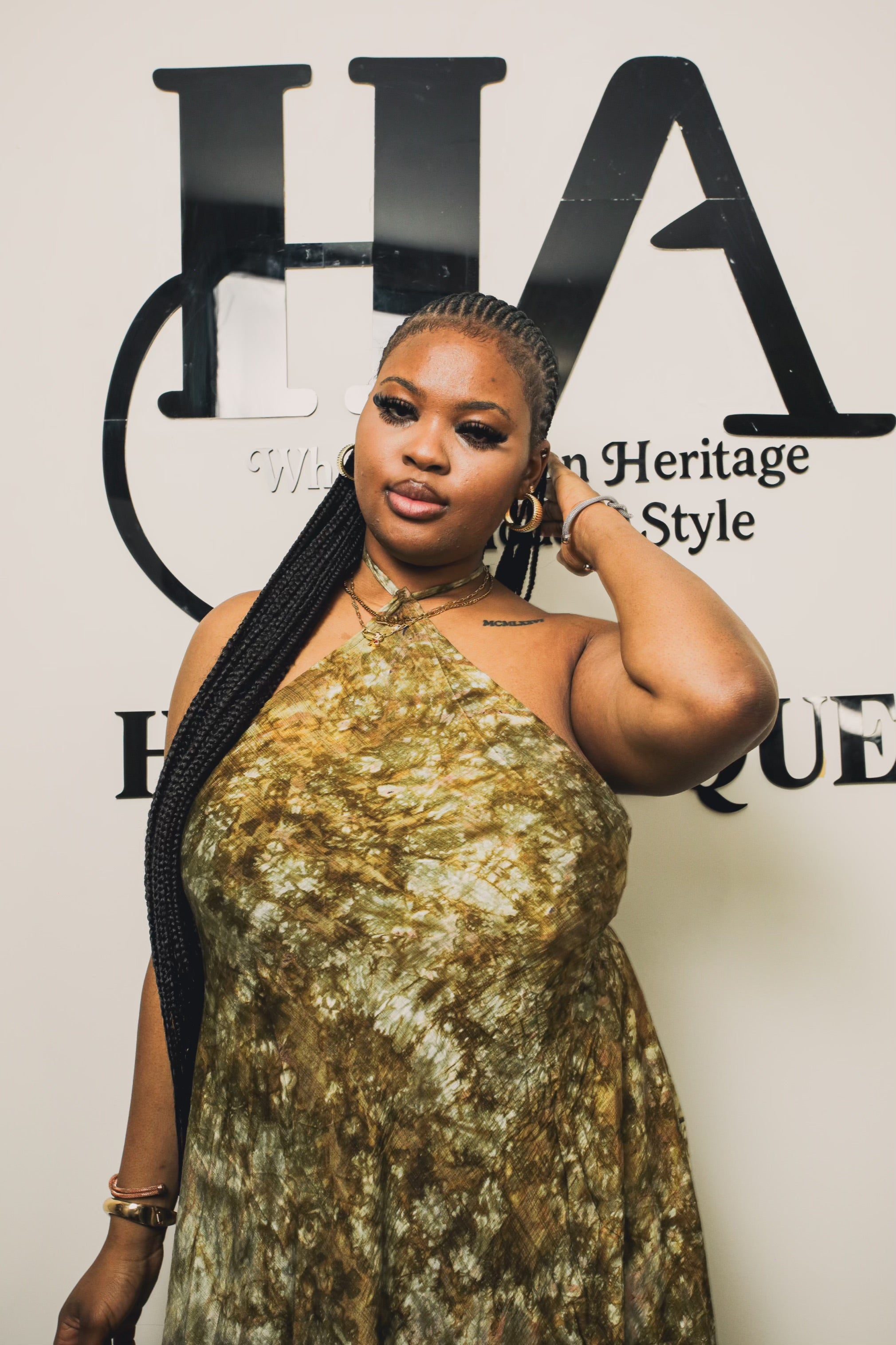 Bella backless gown crepe adire