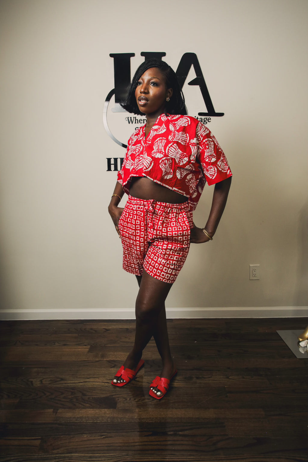 Chichi short set red and white