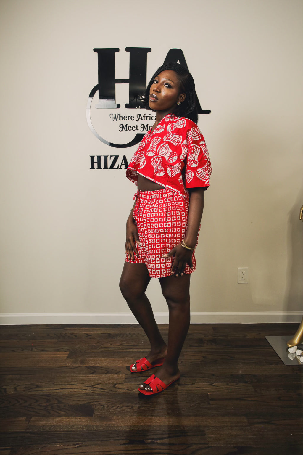 Chichi short set red and white