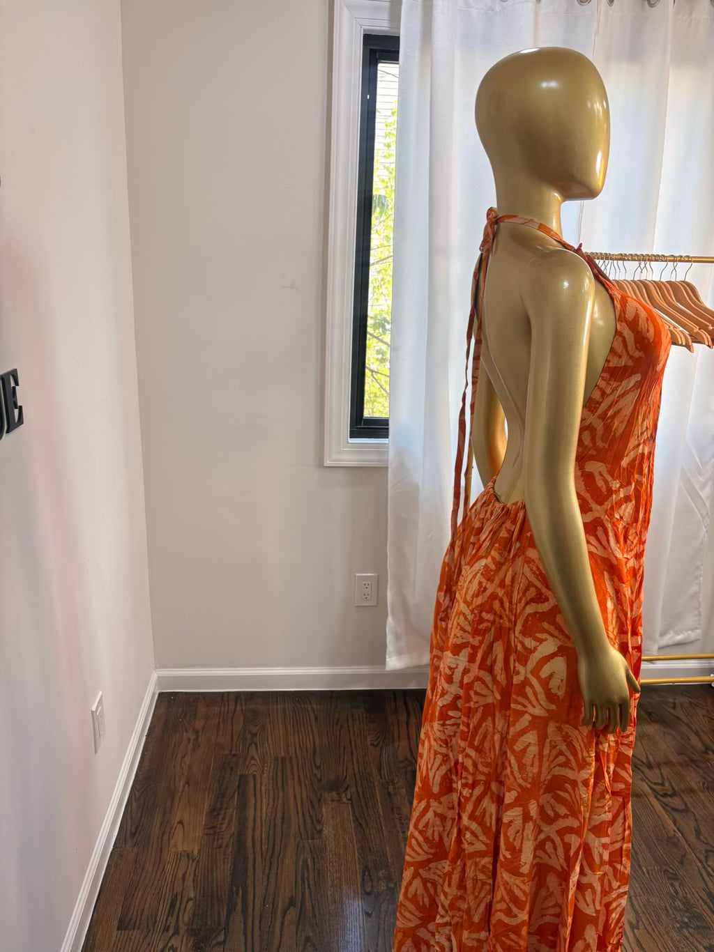 Bella backless crepe adire dress